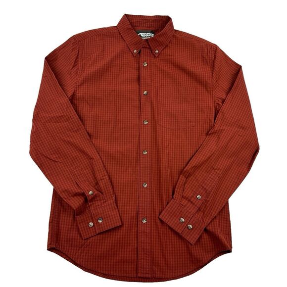Mountain Khakis Classic Fit Red Coral Plaid Long Sleeve Button Down Shirt Sz S - Picture 1 of 10